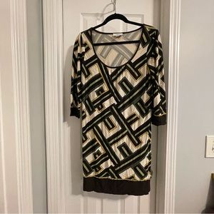 *DONATED* LOFT | Women’s Dress | Green Cream Black | Size 4